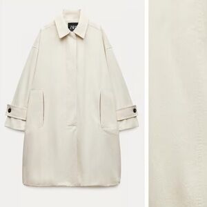 ZARA Off White Buttoned Up Trench Coat Size XS-SMALL